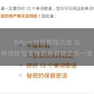 Bitpie钱包教程大全 比特派钱包支持的所有稳定币一览